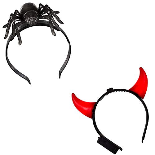 Accessories Halloween Headband Devil Horn Hair Hoop Spider Veil Mask Hairband